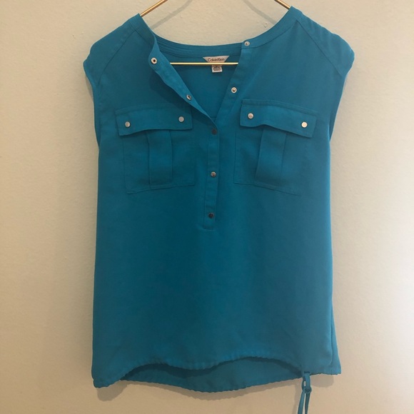 Calvin Klein Teal Sleeveless Blouse - Picture 1 of 3